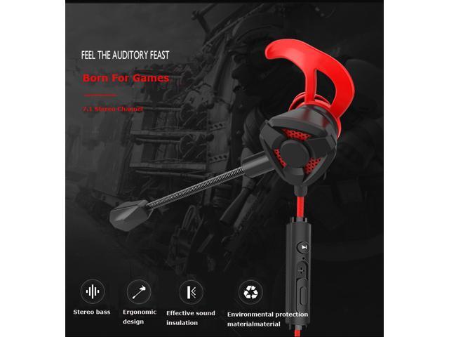 Gaming Earphone, In-Ear Games Headset 7.1 Stereo Bass With Dual Mic For phone, tablet, laptop, PC