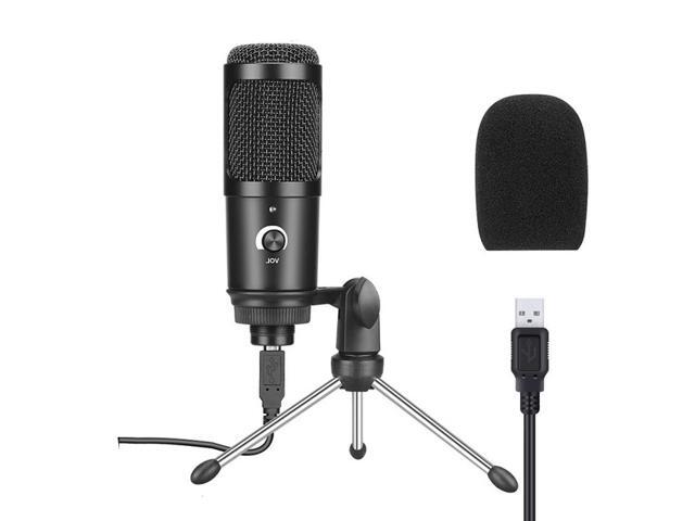 Condenser USB Microphone with Tripod Stand, 192kHz/24bit Studio Cardioid Mic for Game Chat Skype YouTube Studio Audio Recording Laptop Computer