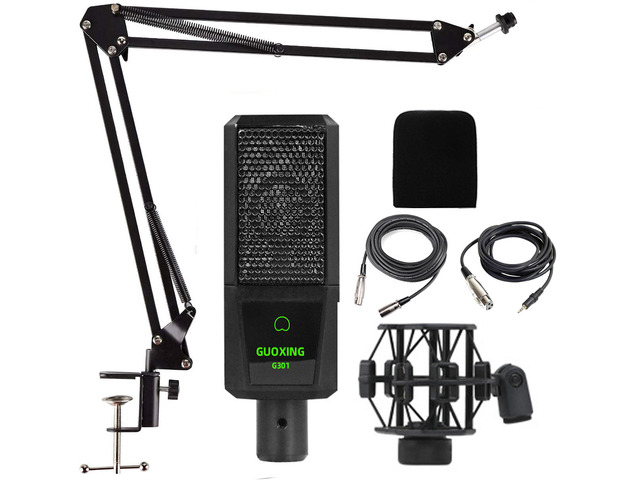 XLR Condenser Microphone Bundle, Professional Cardioid Studio Mic Kit with Adjustable Mic Suspension Scissor Arm, Shock Mount for Recording,...