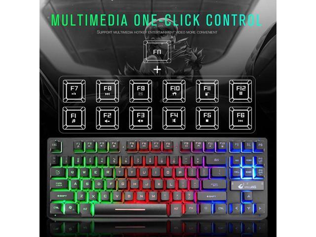 87 Keys Gaming Keyboard and Backlit Mouse Combo, USB Wired Rainbow Backlit Keyboard and Wired Mouse for Laptop PC Computer Game and Work