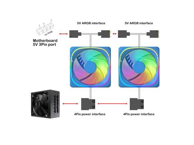 Vetroo CF120 120mm Case Fan 5V 3 PIN Addressable RGB MB Sync PC Cooling Fan W/ Blue Fan Frame for Radiator / CPU Cooler / Computer Case