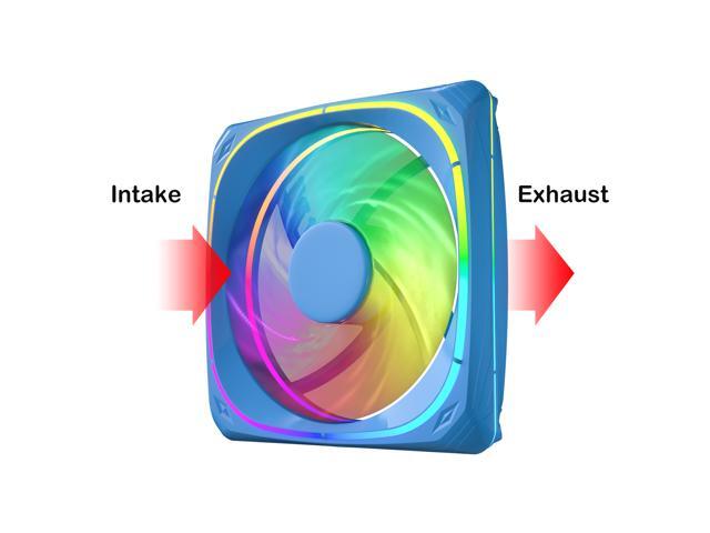 Vetroo CF120 120mm Case Fan 5V 3 PIN Addressable RGB MB Sync PC Cooling Fan W/ Blue Fan Frame for Radiator / CPU Cooler / Computer Case