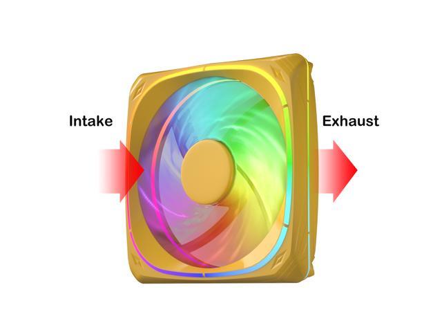 Vetroo CF120 120mm Case Fan 5V 3 PIN Addressable RGB MB Sync PC Cooling Fan W/ Yellow Fan Frame for Radiator / CPU Cooler / Computer Case