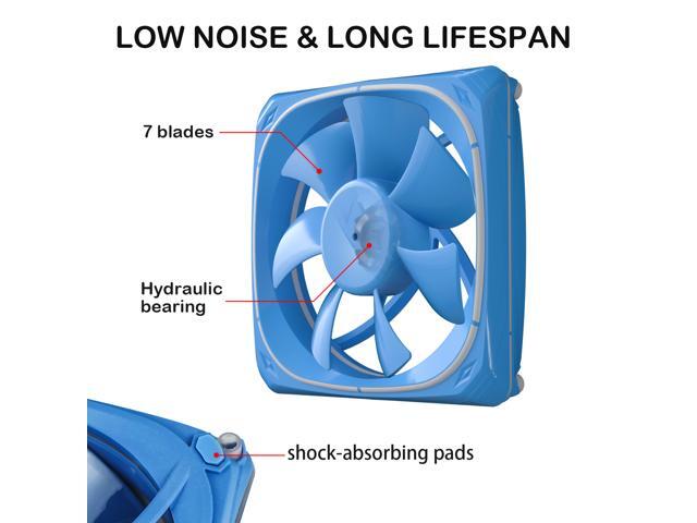 Vetroo CF120 120mm Case Fan 5V 3 PIN Addressable RGB MB Sync PC Cooling Fan W/ Blue Fan Frame for Radiator / CPU Cooler / Computer Case