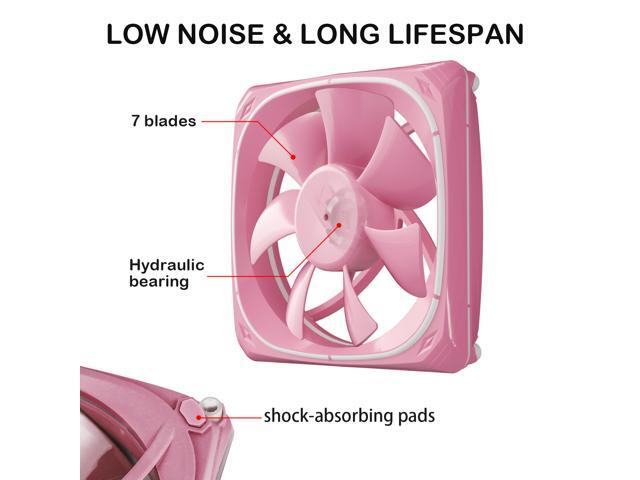 Vetroo DF120 120mm Case Fan White LED Lighting PC Cooling Fan Pink Fan Frame for Radiator / CPU Cooler / Computer Case