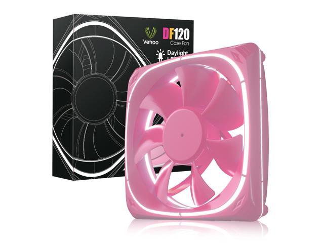 Vetroo DF120 120mm Case Fan White LED Lighting PC Cooling Fan Pink Fan Frame for Radiator / CPU Cooler / Computer Case