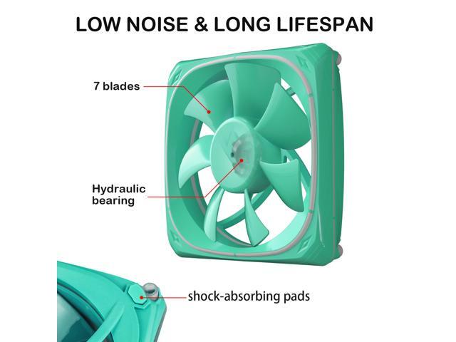 Vetroo DF120 120mm Case Fan White LED Lighting PC Cooling Fan Green Fan Frame for Radiator / CPU Cooler / Computer Case