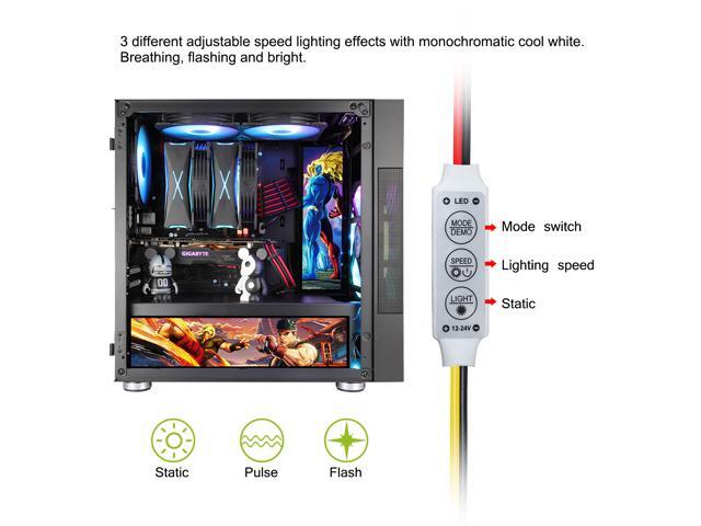 Vetroo Streetfighter Character Poster Display Board w/ LED Lights for Computer PC Case Decor Full HD 2K Multi-Mode Function 12.2' x 3.1'...