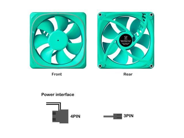 Vetroo DF120 120mm Case Fan White LED Lighting PC Cooling Fan Green Fan Frame for Radiator / CPU Cooler / Computer Case