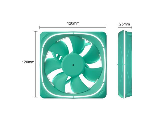 Vetroo DF120 120mm Case Fan White LED Lighting PC Cooling Fan Green Fan Frame for Radiator / CPU Cooler / Computer Case