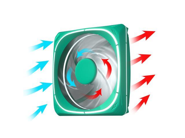 Vetroo DF120 120mm Case Fan White LED Lighting PC Cooling Fan Green Fan Frame for Radiator / CPU Cooler / Computer Case