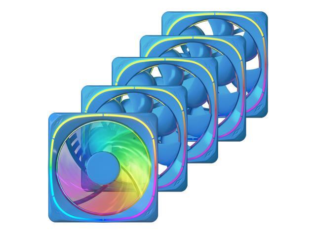 Vetroo 5-Pack CF120 Case Fans 120mm 5V 3 PIN Addressable RGB MB Sync PC Cooling Fan W/ Blue Fan Frame for Radiator / CPU Cooler / Computer Case