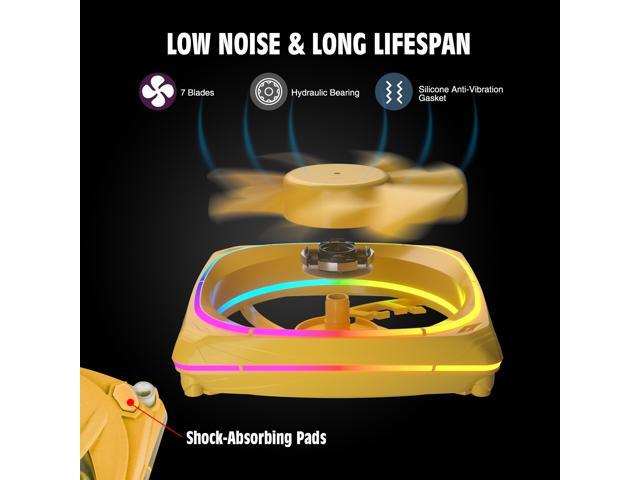 Vetroo 5-Pack CF120 Case Fans 120mm 5V 3 PIN Addressable RGB MB Sync PC Cooling Fan W/ Yellow Fan Frame for Radiator / CPU Cooler / Computer Case