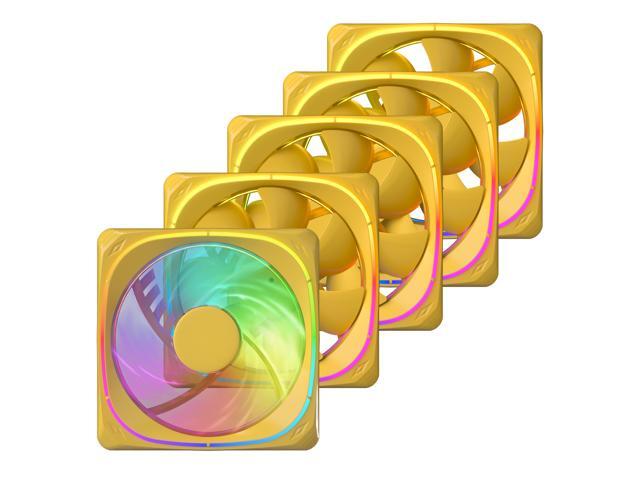 Vetroo 5-Pack CF120 Case Fans 120mm 5V 3 PIN Addressable RGB MB Sync PC Cooling Fan W/ Yellow Fan Frame for Radiator / CPU Cooler / Computer Case