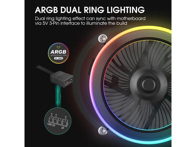 Vetroo Eclipse Low-Profile ARGB CPU Air Cooler, 90mm PWM Fan, Premium Aluminum Fins, Removable Butterfly Fan Cooler Specifically for Intel LGA 1851...