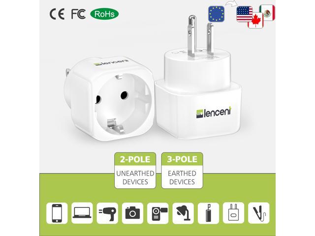 Europe to US Plug Adapter, [2 Packs] LENCENT European to USA Adapter, American Outlet Plug Adapter, EU to US Adapter, Europe to USA Travel Plug...