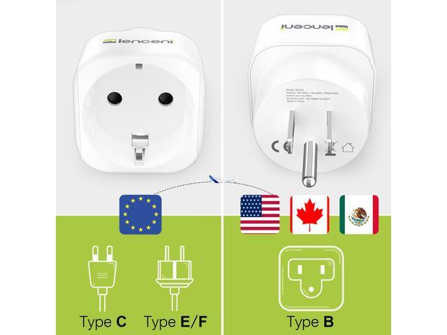 Europe to US Plug Adapter, [2 Packs] LENCENT European to USA Adapter, American Outlet Plug Adapter, EU to US Adapter, Europe to USA Travel Plug...