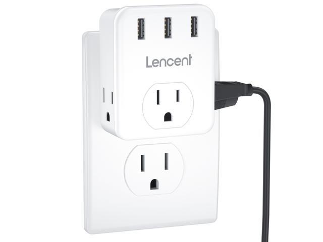 Multi Plug Outlet Extender, LENCENT 3 Outlets Splitter with 3 USB Ports, Wall Charger, 3 Prong Plug, Power Charging Box Expander for Home, Office,...