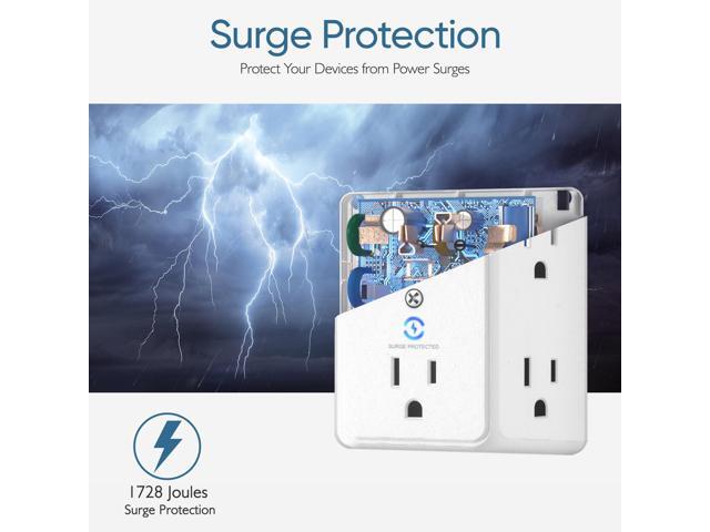 LENCENT Multi Plug 6 Outlet Extender, 2 Pack Surge Protector Wall tap, Power Strip 3-Side Widely Spaced Adapter Multiple Charger Expander,...