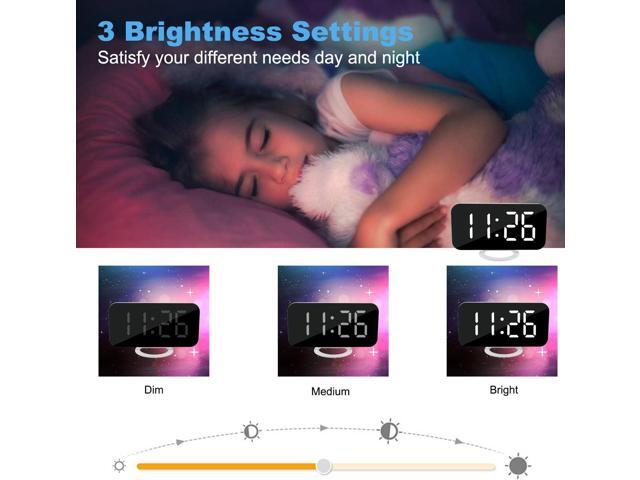 SZELAM Digital Clock Large Display, LED Electric Alarm Clocks Mirror Surface for Makeup with Diming Mode, 3 Levels Brightness, Dual USB Ports...