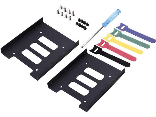 2.5 to 3.5 Adapter -SSD Mounting Bracket Kit 2.5' to 3.5' Drive Bay Metal Adapter Mounting Bracket Hard Drive Holder with 5pcs Reusable Cord Organizer