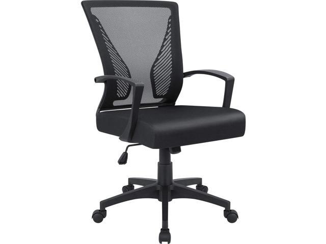Furmax Office Chair Mid Back Swivel Lumbar Support Desk Chair, Computer Ergonomic Mesh Chair with Armrest (Black)