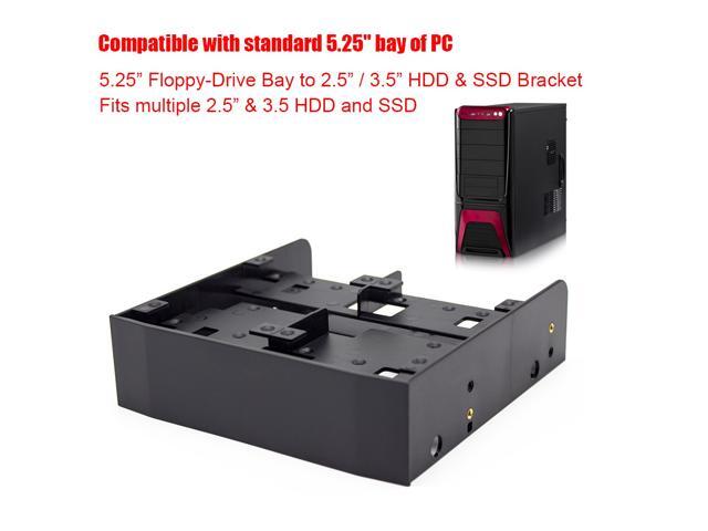 2.5' 3.5' HDD SSD Tray to 5.25'Floppy Drive Bay PC Case Adapter Mounting Bracket