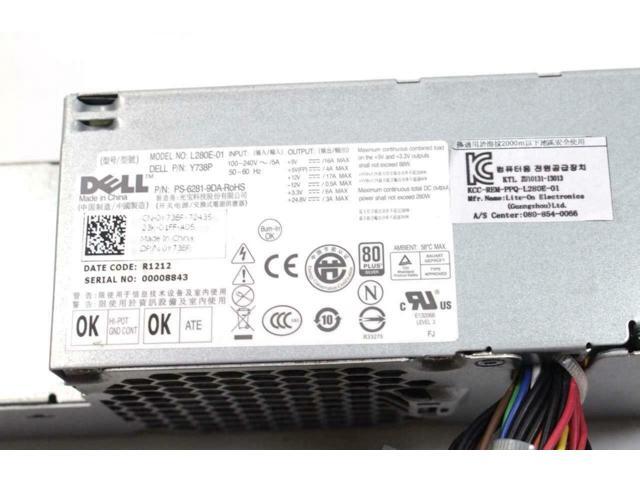 Genuine Dell OEM Optiplex XE SFF Small Form Factor 280 Watt Power Supply PSU Y738P D499R INCLUDES Thermal Heat Sensor N949F, D280ES-00, DPS-280MB...