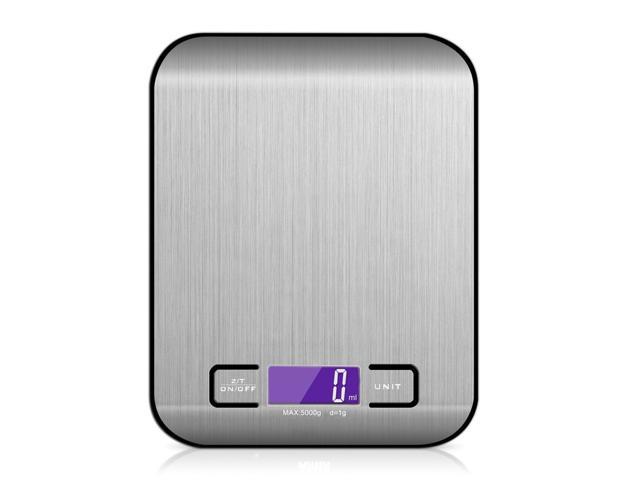 22 LB / 10000g Electronic Kitchen Scale Digital Food Scale Stainless Steel Weighing Scale LCD High Precision Measuring Tools-white and silver/5KG photo