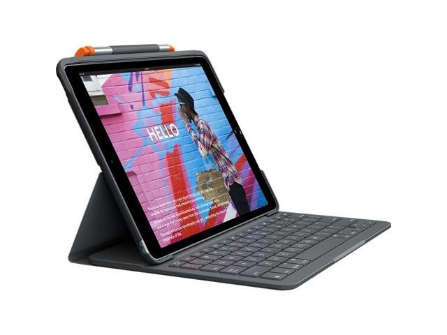 Logitech Slim Folio Protective Bluetooth Keyboard Case for 10.2" iPad 9th Gen (Graphite) - image 2