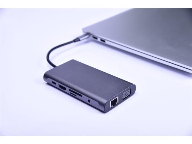 10in1 USB C Hub, Type-C laptop Docking station, Dual monitor/display, compatible with Windows, MacOS(Dual Video,3 USB3.0 Ports, DP, Gigabit.