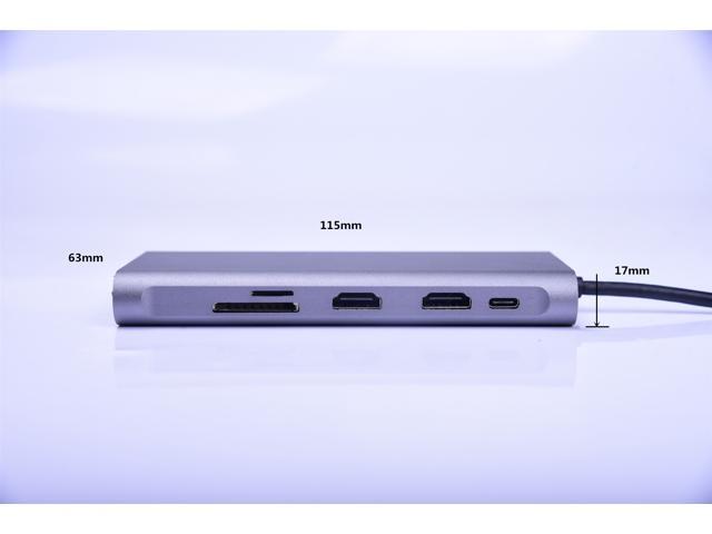 11in1 USB C Hub, Type-C laptop Docking station, Triple monitor, 4K display, compatible with Windows, MacOS, Tek-sailing TSDS1101