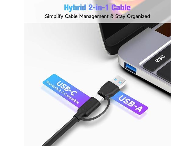 RSHTECH 7-Port Powered USB 3.2/USB C Hub with 10Gbps USB-A 3.2, 2 USB-C 3.2, 4 USB 3.0 Ports, Individual Touch Switches, 3.3ft Cable and 5V Power...