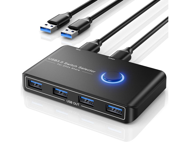 USB 3.0 Switch Selector for 2 Computers, USB Switcher Sharing 4 USB Devices Peri