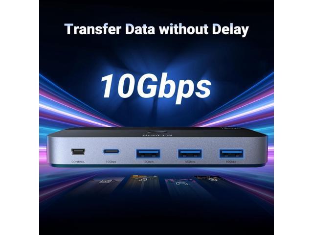 UGREEN USB C Switch 2 Computers Share 4 USB 3.2 Ports, 10Gbps USB Switcher Selector for PC Laptop Keyboard Mouse Webcam USB-Microphone, USB Switch...