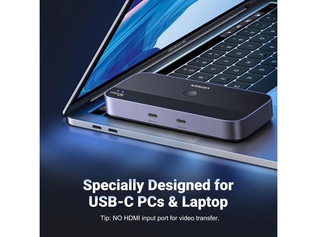 UGREEN USB C Switch 2 Computers Share 4 USB 3.2 Ports, 10Gbps USB Switcher Selector for PC Laptop Keyboard Mouse Webcam USB-Microphone, USB Switch...
