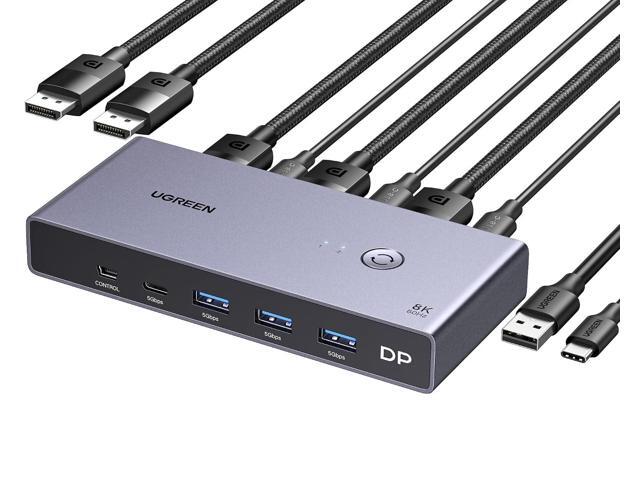 UGREEN 8K Displayport KVM Switch DP 1.4 with 4 USB 3.0 Ports (3 USB-A + 1 USB-C) Support 8K@60Hz 4K@240Hz Share 1 Monitor Keyboard Mouse USB C Hard...
