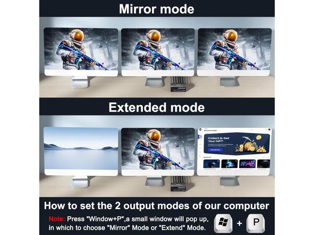 Triple Monitor KVM Switch 3 Monitors 2 Computers 8K@60Hz 4K@144Hz,MLEEDA HDMI+2 Displayport KVM Switch Triple Monitor for 2 Computers Share 3...