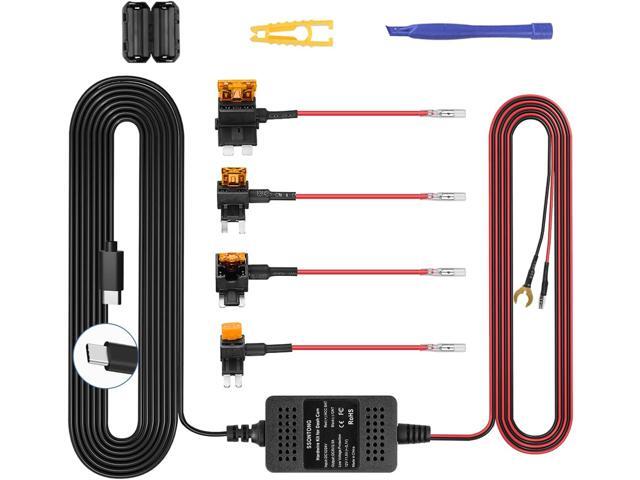 Upgraded Dash Cam Hardwire Kit, Type-C USB Hard Wire Kit 12V-24V to 5V Hardwire Kit with Low Voltage Protection 13ft Dash Cam Charger Power Cord...