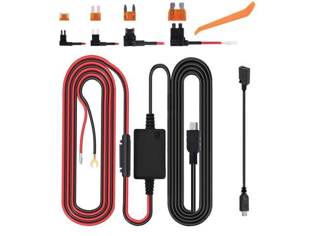 Dash Cam Hardwire Kit 12-24V to 5V / 3A, Micro USB & Mini USB Hard Wire Kit Fuse for Dashcam, Dash Camera Charger Power Cord, 13ft)