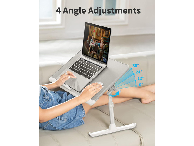 SAIJI Laptop Bed Tray Table, Adjustable PVC Leather Laptop Bed Table, Portable Standing Desk with Storage Drawer, Foldable Lap Tablet Table for...