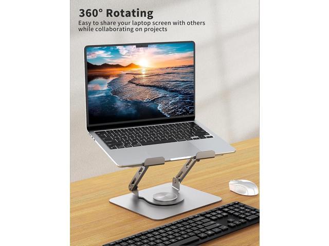 SOUNDANCE Laptop Stand with 360° Rotating Base, Ergonomic Computer Riser for Desk, Adjutable Height Muti-Angle, Foldable Laptop Mount, Stable Metal...