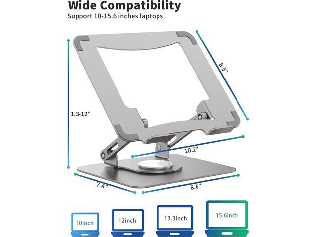 SOUNDANCE Laptop Stand with 360° Rotating Base, Ergonomic Computer Riser for Desk, Adjutable Height Muti-Angle, Foldable Laptop Mount, Stable Metal...