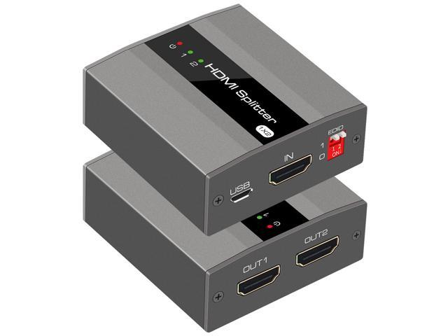 HDMI Splitter 1 in 2 Out,KUYiA 4K Aluminum Ver1.4 HDCP, Powered HDMI Splitter Supports 3D 4K@30HZ Full HD1080P for Xbox PS4 PS3 Fire Stick Roku...