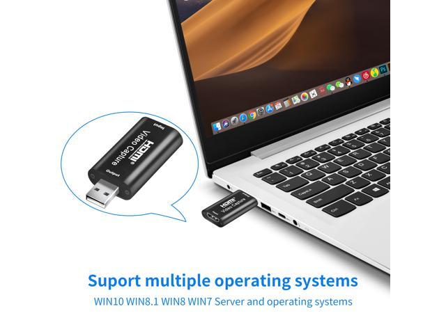 Audio Video Capture Card HDMI to USB, Full HD 1080p 30fps USB 2.0 - Record Directly to Computer for Gaming, Streaming, Teaching, Video Conference...