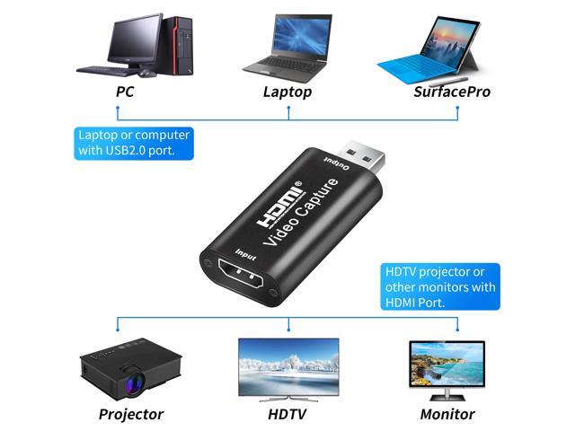 Audio Video Capture Card HDMI to USB, Full HD 1080p 30fps USB 2.0 - Record Directly to Computer for Gaming, Streaming, Teaching, Video Conference...
