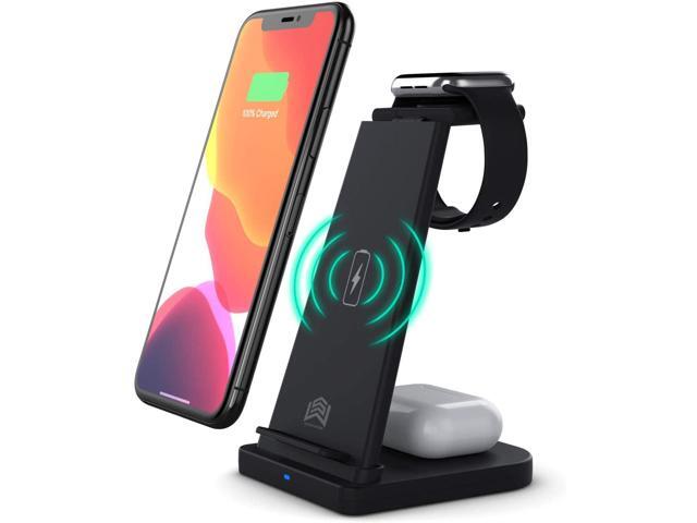 Wireless Charger, 3 in 1 Wireless Charging Station for iPhone 12/11pro/SE/Xs AirPods 2/Pro,Wireless Charging Stand for iphone Samsung S20 (Black)