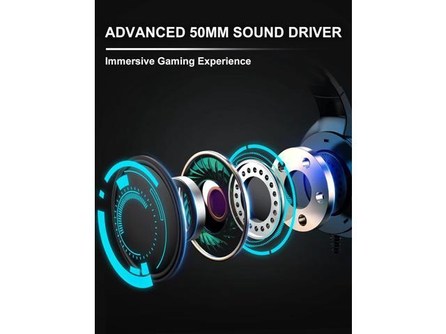 ZIUMIER Gaming Headset with Microphone, Compatible with PS4 PS5 Xbox One PC Laptop, Over-Ear Headphones with LED RGB Light, Noise Canceling Mic,...