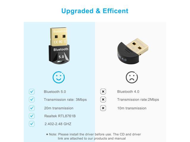 Bluetooth Adapter for PC, Hannord USB Mini Bluetooth 5.0 Dongle for Computer Desktop Wireless Transfer for Laptop Bluetooth Headphones Headset...