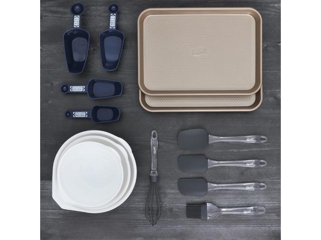 GLAD Cookie Baking Kit Small Grey & White with Premium Gold Cookie Sheet and Silicone Utensils - Complete Set for Home Baking Enthusiasts